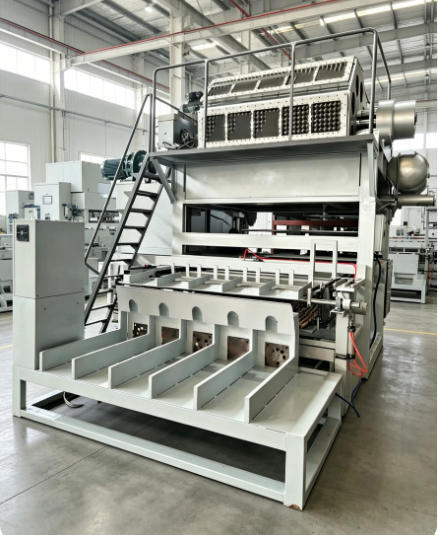 Rotary 5000pcs/h Paper Egg Tray Production Line Machine Con Complete Pulping Forming Drying And Automatic Stacking Systems For Paper Egg Tray Egg Carton Apple Trays making with 5*8 Forming Molds